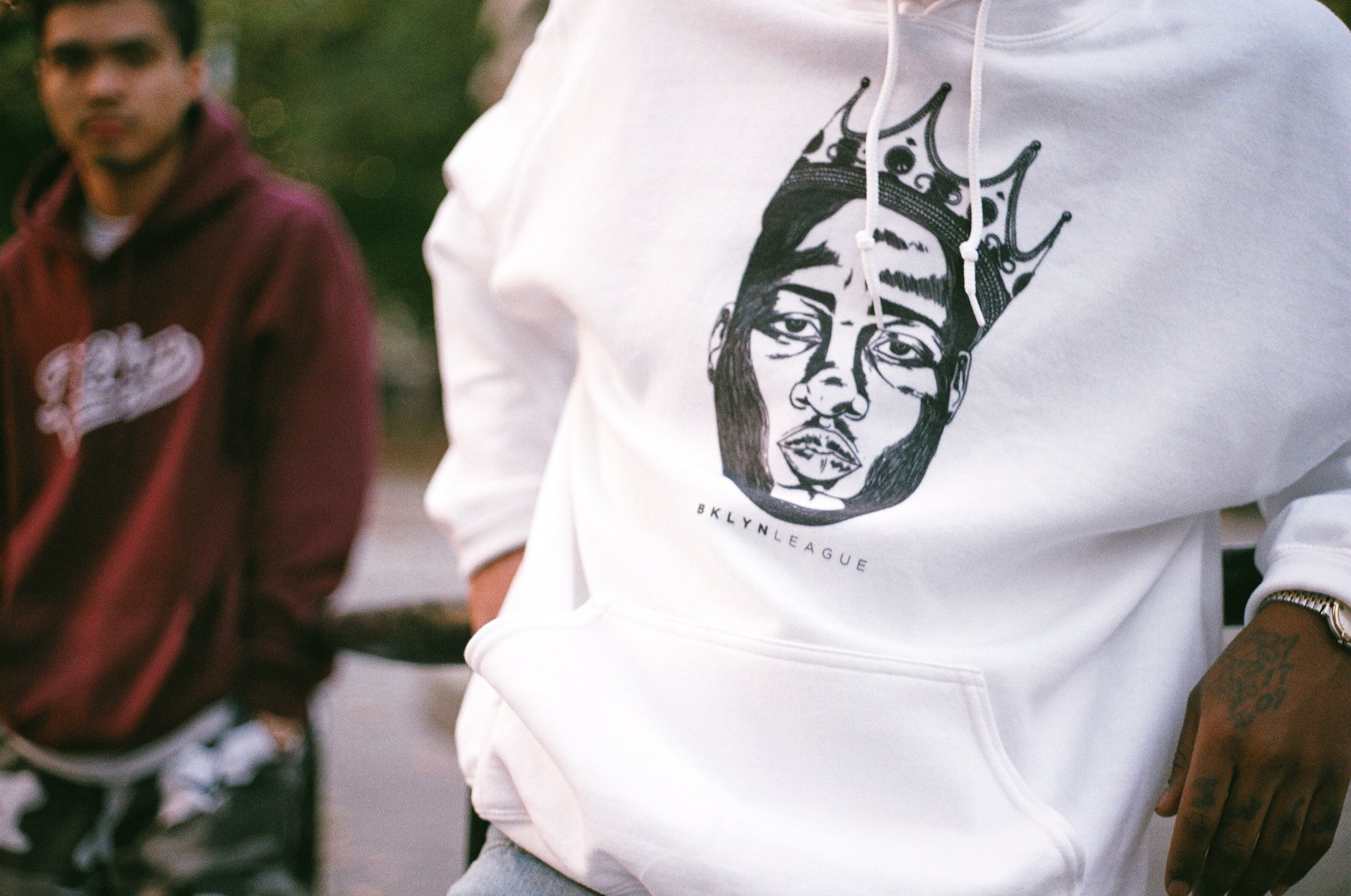 Crowned King "Biggie" Hoodie - White - BKLYN LEAGUE