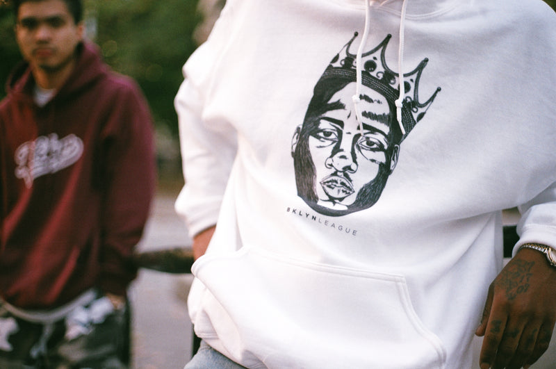 Crowned King "Biggie" Hoodie - White - BKLYN LEAGUE