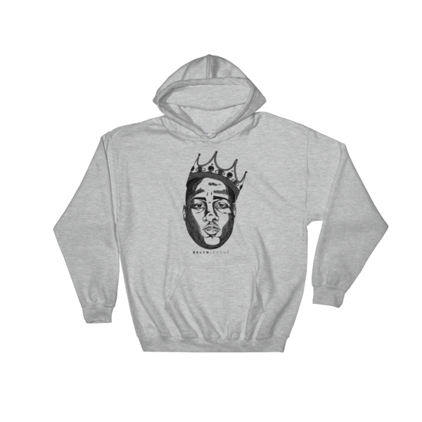 Crowned King "Biggie" Hoodie - Heather Grey - BKLYN LEAGUE