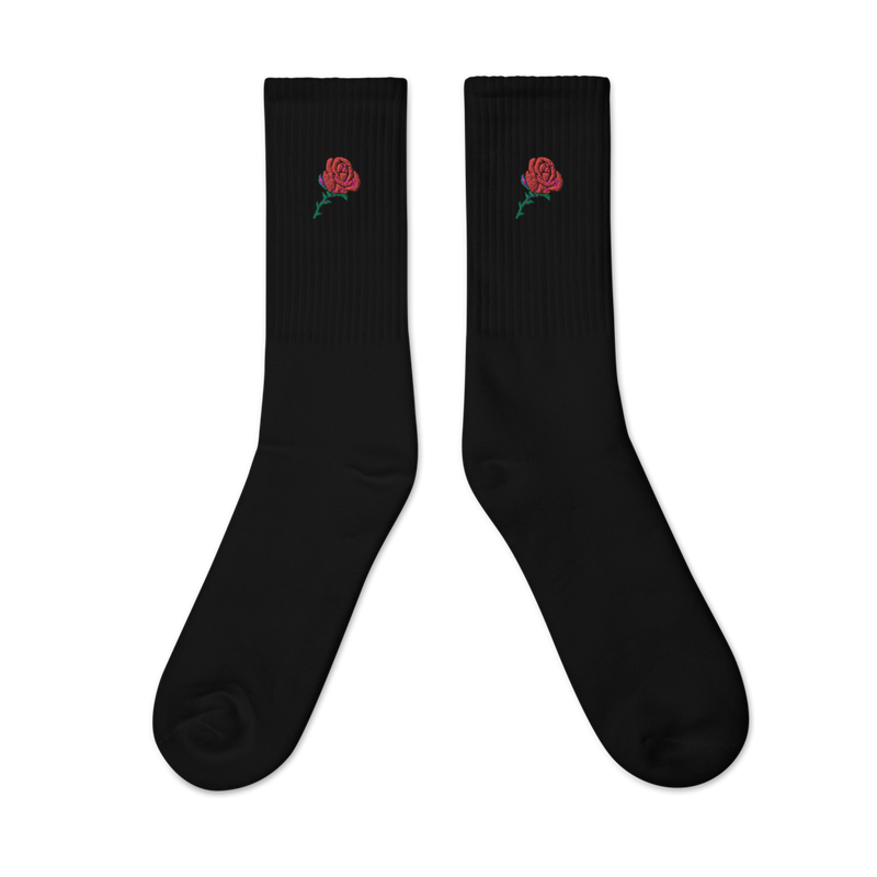 Rose Heart Embroidered Socks