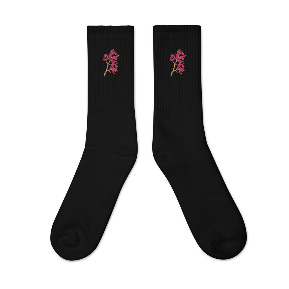 Cherry Blossom Heart Embroidered Socks