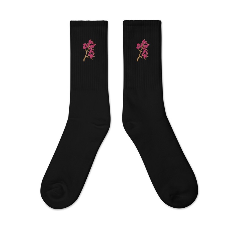 Cherry Blossom Heart Embroidered Socks
