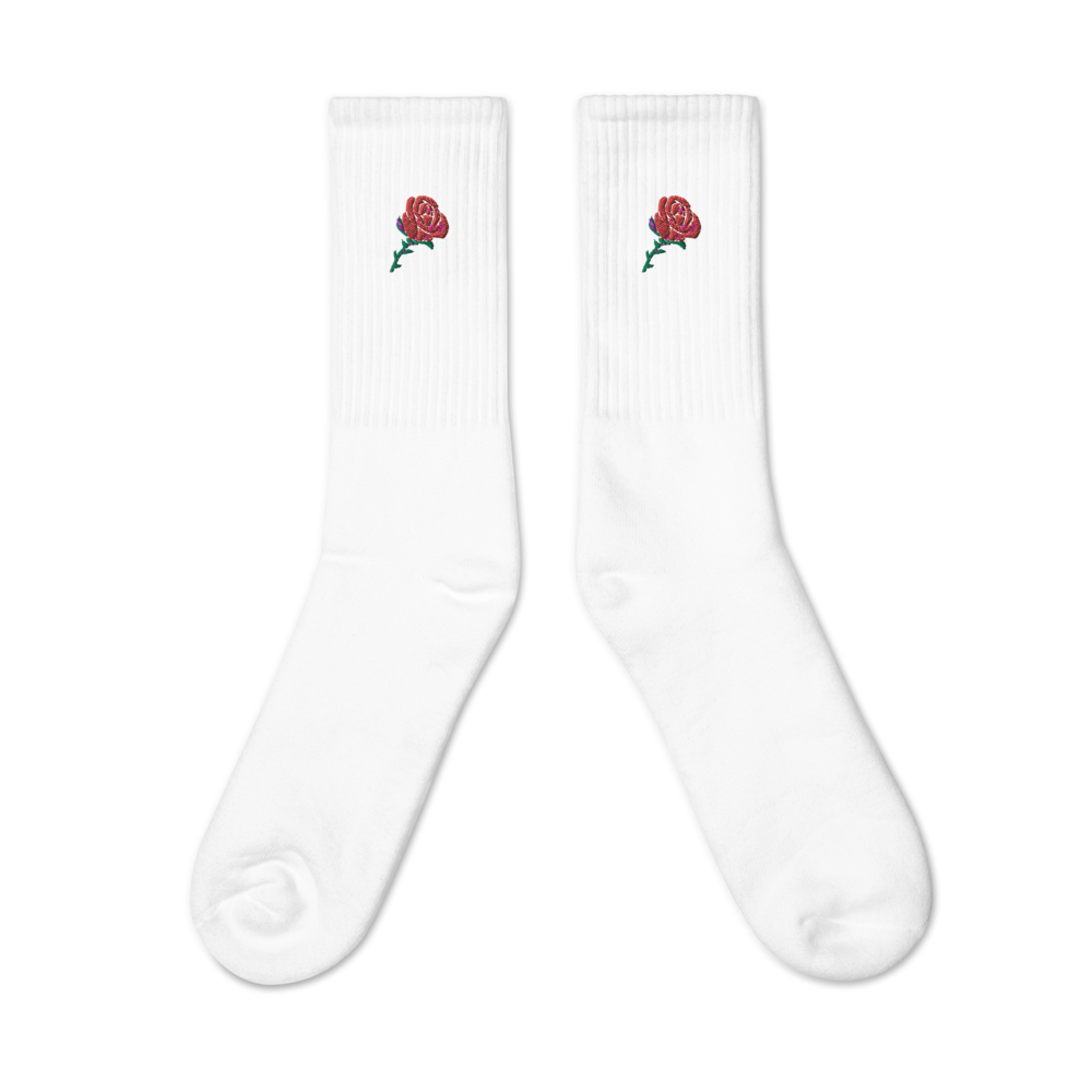 Rose Heart Embroidered Socks