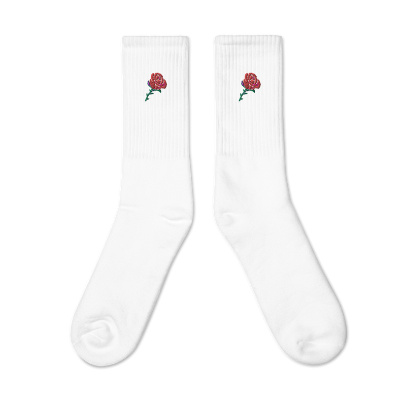 Rose Heart Embroidered Socks