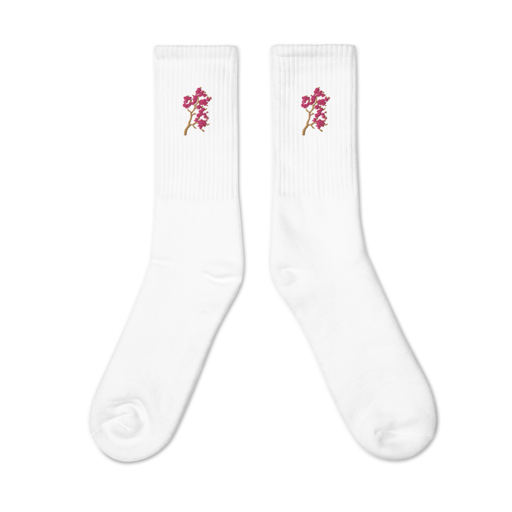 Cherry Blossom Heart Embroidered Socks