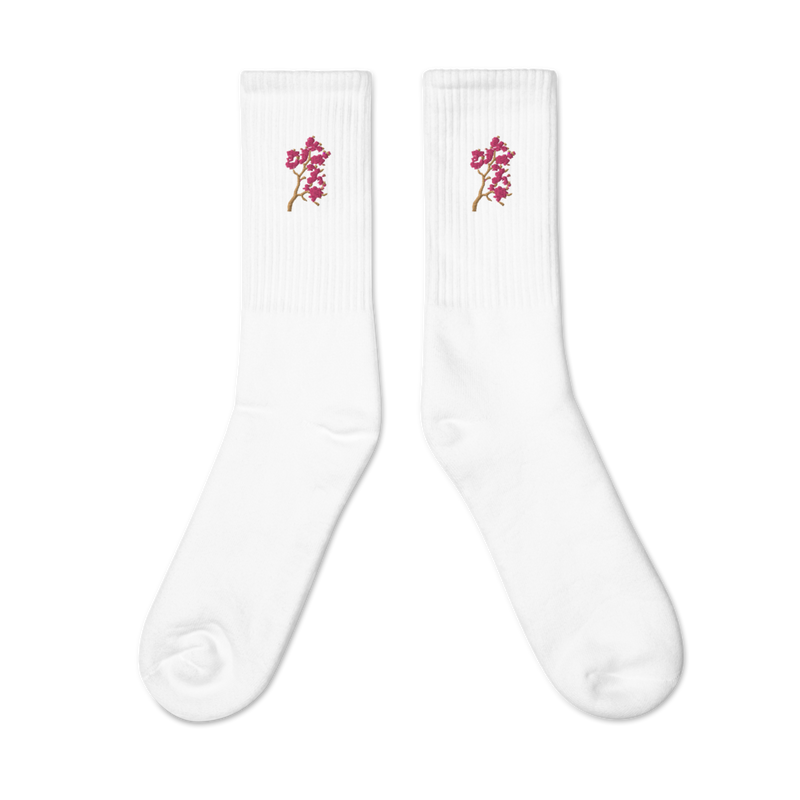Cherry Blossom Heart Embroidered Socks